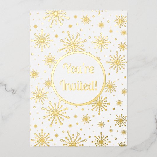 Retro Atomic Mid Century Mod Sternexplosion Gold Folieneinladung (Vorderseite)