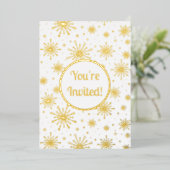 Retro Atomic Mid Century Mod Sternexplosion Gold Folieneinladung (Stehend vorne)