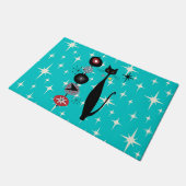 Retro Atomic Mid Century Moderne Coole Katze Doorm Fußmatte (Schrägansicht)