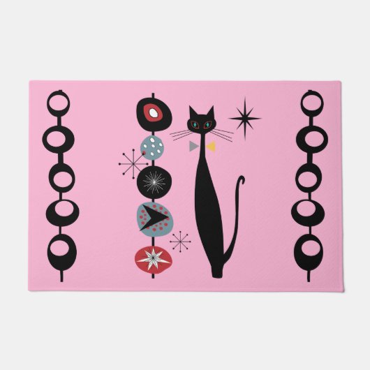 Retro Atomic Mid Century Moderne Coole Katze Doorm Fußmatte (Vorderseite)