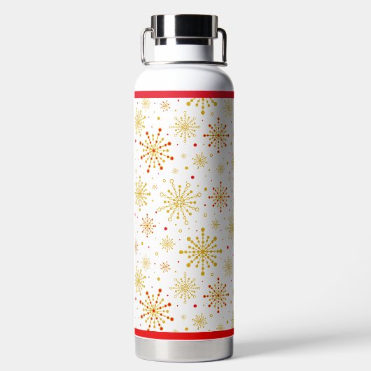 Retro Atomic Mitte des Jahrhunderts Moderne Rot & Trinkflasche (Rückseite)