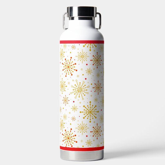 Retro Atomic Mitte des Jahrhunderts Moderne Rot & Trinkflasche (Vorderseite)