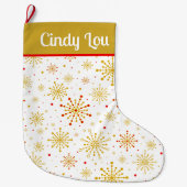 Retro Atomic Mitte des Jahrhunderts Modernes Gold  Großer Weihnachtsstrumpf (Vorderseite)