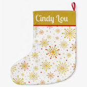 Retro Atomic Mitte des Jahrhunderts Modernes Gold Großer Weihnachtsstrumpf (Rückseite)