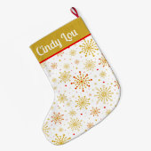 Retro Atomic Mitte des Jahrhunderts Modernes Gold  Großer Weihnachtsstrumpf (Rückseite (Hängend))