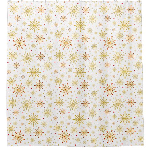 Retro Atomic Mitte des Jahrhunderts Modernes Red & Duschvorhang (Vorderseite)