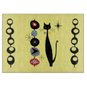 Retro Atomic Mitte Jahrhundert Moderne Coole Katze Schneidebrett (Vorderseite)