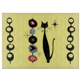 Retro Atomic Mitte Jahrhundert Moderne Coole Katze Schneidebrett