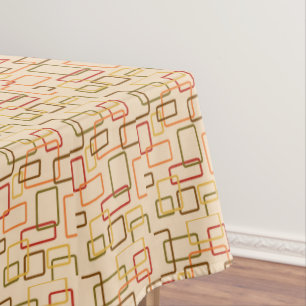 Retro Atomic Mitte Jahrhundert Modernes Olive Gelb Tischdecke