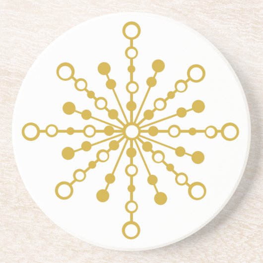 Retro Atomic Mitte Jahrhunderts Design Gold Farbe Getränkeuntersetzer (Vorne)