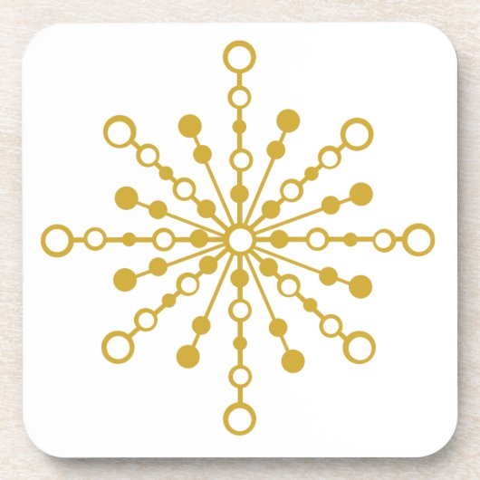 Retro Atomic Mitte Jahrhunderts Design Gold Farbe  Getränkeuntersetzer (Vorderseite)