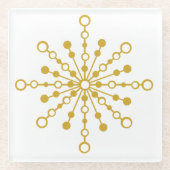 Retro Atomic Mitte Jahrhunderts Design Gold Farbe  Glasuntersetzer (Vorderseite)