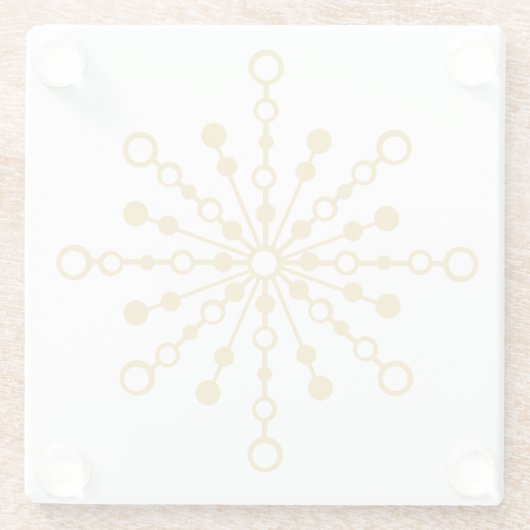 Retro Atomic Mitte Jahrhunderts Design Gold Farbe  Glasuntersetzer (Rückseite)