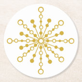 Retro Atomic Mitte Jahrhunderts Design Gold Farbe  Runder Pappuntersetzer (Vorderseite)