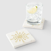 Retro Atomic Mitte Jahrhunderts Design Gold Farbe  Steinuntersetzer (Seitenansicht)