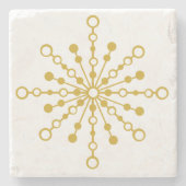 Retro Atomic Mitte Jahrhunderts Design Gold Farbe  Steinuntersetzer (Vorderseite)