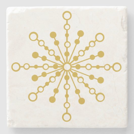 Retro Atomic Mitte Jahrhunderts Design Gold Farbe  Steinuntersetzer (Vorderseite)