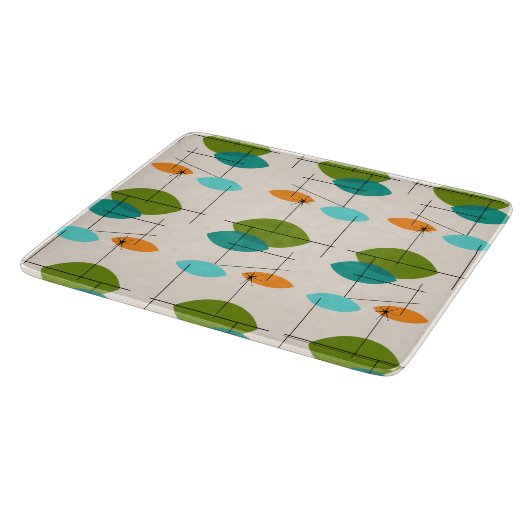 Retro Atomic Mobile Muster Glas Cutting Board Schneidebrett (Ecke)