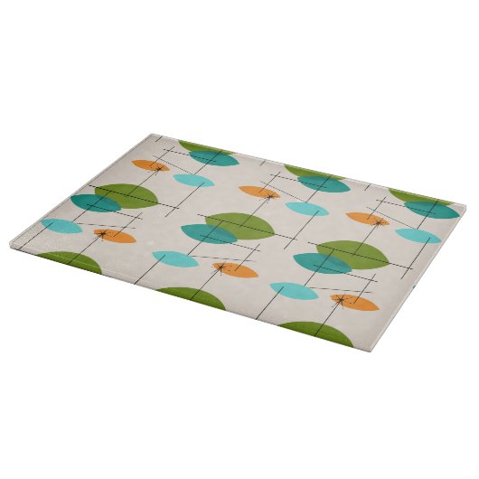Retro Atomic Mobile Muster Glas Cutting Board Schneidebrett (Ecke)