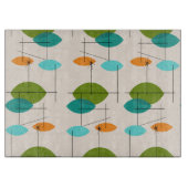 Retro Atomic Mobile Muster Glas Cutting Board Schneidebrett (Vorderseite)