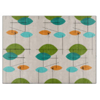 Retro Atomic Mobile Muster Glas Cutting Board