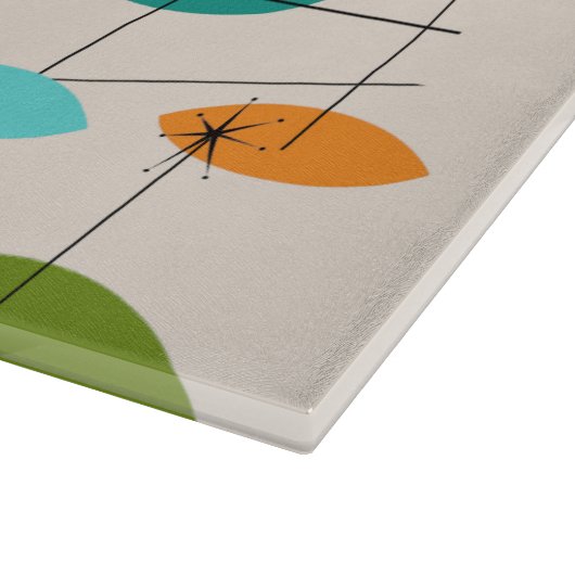 Retro Atomic Mobile Muster Glas Cutting Board Schneidebrett (Ecke)