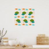 Retro Atomic Mobile Muster Poster (Küche)