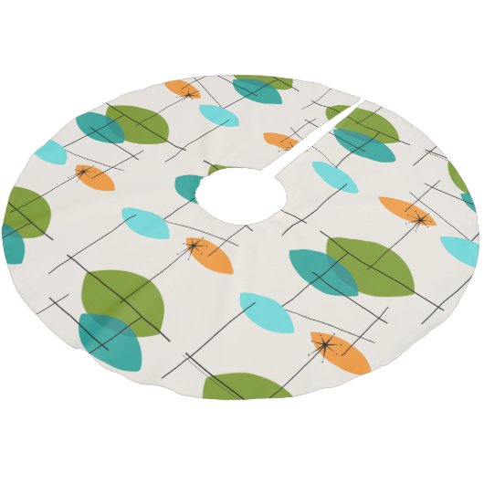 Retro Atomic Mobile Muster Weihnachtsbaumrock Polyester Weihnachtsbaumdecke (Schrägansicht)