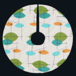 Retro Atomic Mobile Muster Weihnachtsbaumrock Polyester Weihnachtsbaumdecke<br><div class="desc">Dieses Retro Atomic Mobile Muster Weihnachtsbaum-Rock ist ein modernes Design im Mitte des Jahrhunderts in seinem besten Stil. Das Vintag inspirierte Design ist cremefarben mit spitzen Ovalen in Türkis, Orange, aquamarin und Avocado grün. Die aquamarinen und Avocado grünen Ovale überlappen sich und schaffen einen schönen Schatten Pfauenblau. Spaß Sternexplosionen verstärken...</div>