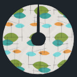 Retro Atomic Mobile Muster Weihnachtsbaumrock Polyester Weihnachtsbaumdecke<br><div class="desc">Dieses Retro Atomic Mobile Muster Weihnachtsbaum-Rock ist ein modernes Design im Mitte des Jahrhunderts in seinem besten Stil. Das Vintag inspirierte Design ist cremefarben mit spitzen Ovalen in Türkis, Orange, aquamarin und Avocado grün. Die aquamarinen und Avocado grünen Ovale überlappen sich und schaffen einen schönen Schatten Pfauenblau. Spaß Sternexplosionen verstärken...</div>