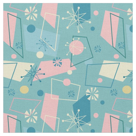 Retro Atomic Pastel Pattern der 50er Jahre Stoff (Nahaufnahme)
