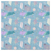 Retro Atomic Pattern der 50er Jahre in Blau und Li Stoff (Nahaufnahme)