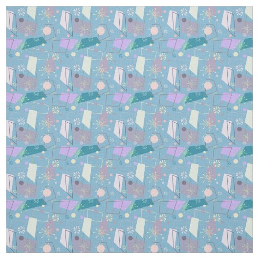 Retro Atomic Pattern der 50er Jahre in Blau und Li Stoff (Muster)