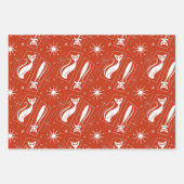 Retro Atomic Star Cat MidCentury 1970er Weihnachte Geschenkpapier Set (Vorderseite 2)