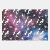Retro Atomic Star Space Cat Mitte des Jahrhunderts Geschenkpapier Set (Vorderseite)