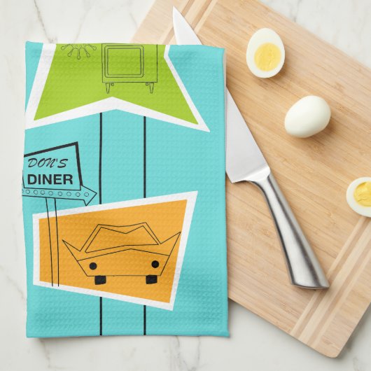 Retro AtomKitsch-Geschirrtuch Handtuch (Viertel Falte)