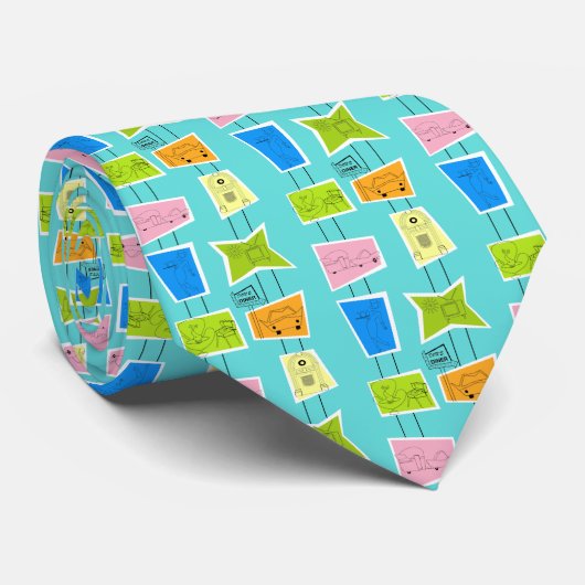 Retro Atomkitsch-Krawatte Krawatte (Gerollt)