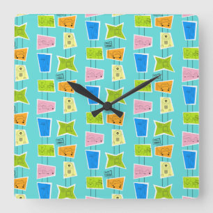 Retro AtomKitsch-Quadrat-Acryl-Wanduhr Quadratische Wanduhr