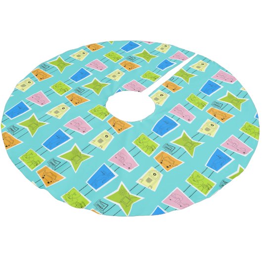 Retro AtomKitsch-Weihnachtsbaum-Rock Polyester Weihnachtsbaumdecke (Schrägansicht)