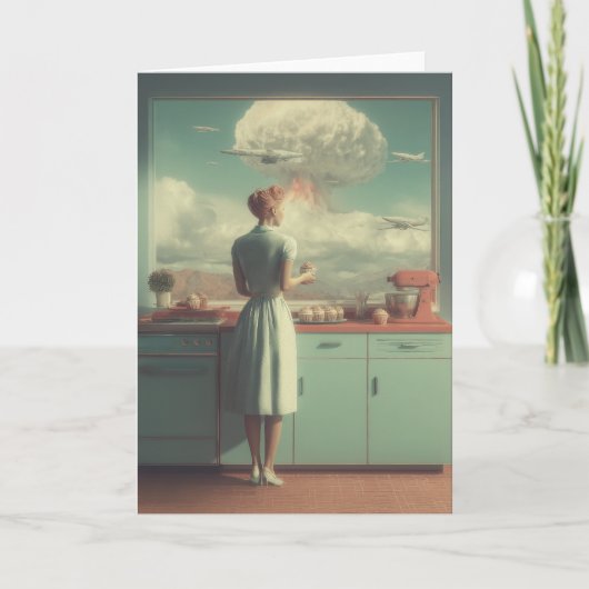 Retro-Atomküche Surrealistische Kunst Karte (Vorderseite)