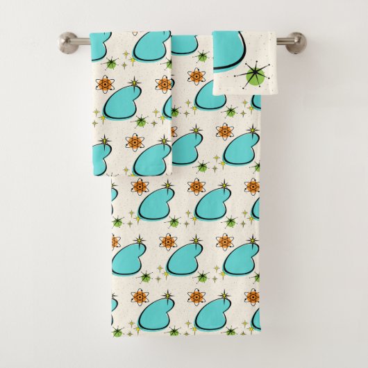 Retro Atomkugel und Sternexplosionen Handtuch Badhandtuch Set (Insitu)