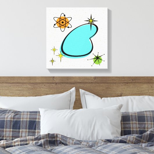 Retro Atomoomerang Stretched Canvas Print Leinwanddruck (Insitu (Schlafzimmer))