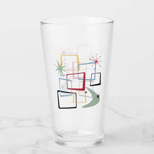 Retro Atomquadrate Stars Boomerang Mitte Jahrhunde Glas (Rückseite)