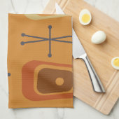 Retro Atomraumzeitalter Orange Geschirrtuch (Viertel Falte)