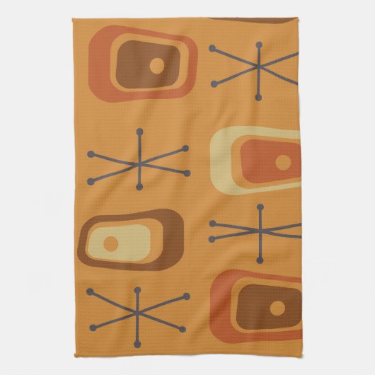 Retro Atomraumzeitalter Orange Geschirrtuch (Vertikal)