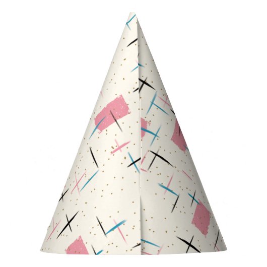 Retro Atomrosa Muster Party-Hut Partyhütchen (Rückseite)