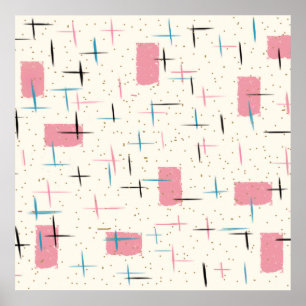 Retro Atomrosa Muster Poster