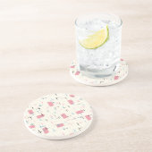 Retro Atomrosa Muster Sandstone Untersetzer (Seite)