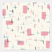 Retro Atomrosa Musterkleber Quadratischer Aufkleber (Vorderseite)