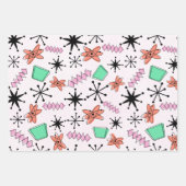 Retro Atomrosa Orange grünes Umhüllungspapier Geschenkpapier Set (Vorderseite 3)